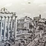 A UFO flies over the Roman Forum<br>
